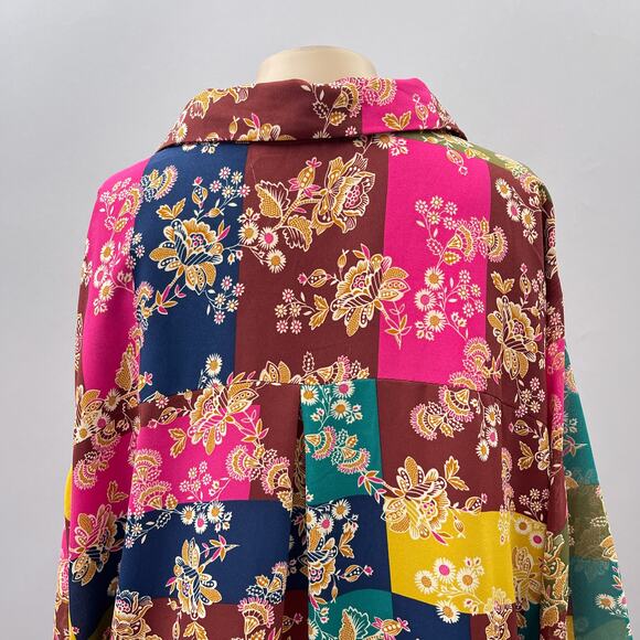 Rose & Olive Top Women 2X Colorful Floral Mixed Print Long Sleeve Button Shirt - Picture 5 of 10